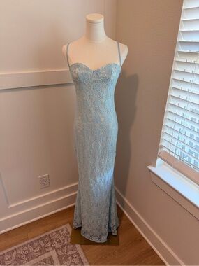 Peppermayo Baby Blue Lace Maxi Dress – Size AU 12 / US 8 (Large)